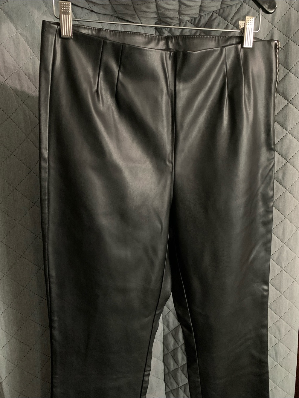 Zara Black Faux Leather Straight-Leg Pants